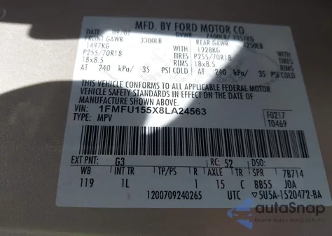 2008 Ford Expedition Xlt z USA, uszkodzony, nr VIN 1FMFU155X8LA24563